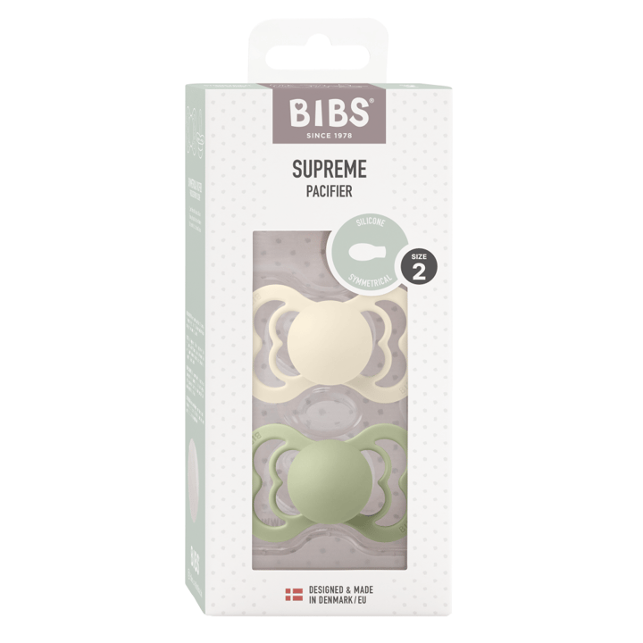 Napp Supreme 2-pack Silikon - Ivory/Sage BIBS