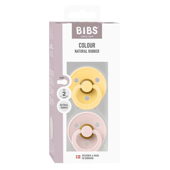 Napp Colour 2-pack Latex Rund - Pale Butter/Petal BIBS