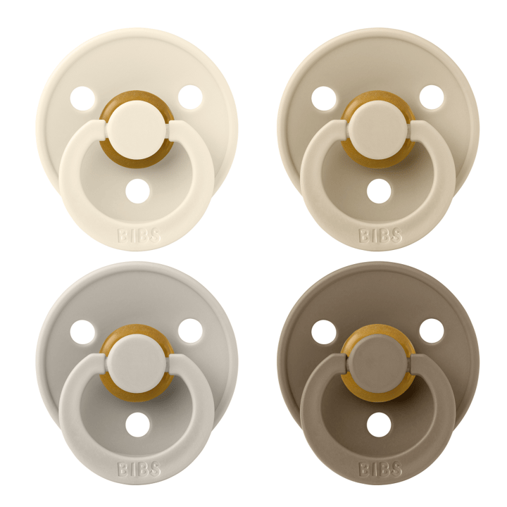 Nappar Colour 4-Pack Latex Rund - Ivory/Sand/Vanilla/Dark Oak BIBS
