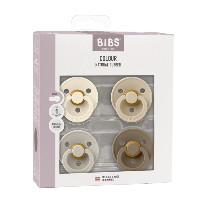 Nappar Colour 4-Pack Latex Rund - Ivory/Sand/Vanilla/Dark Oak BIBS