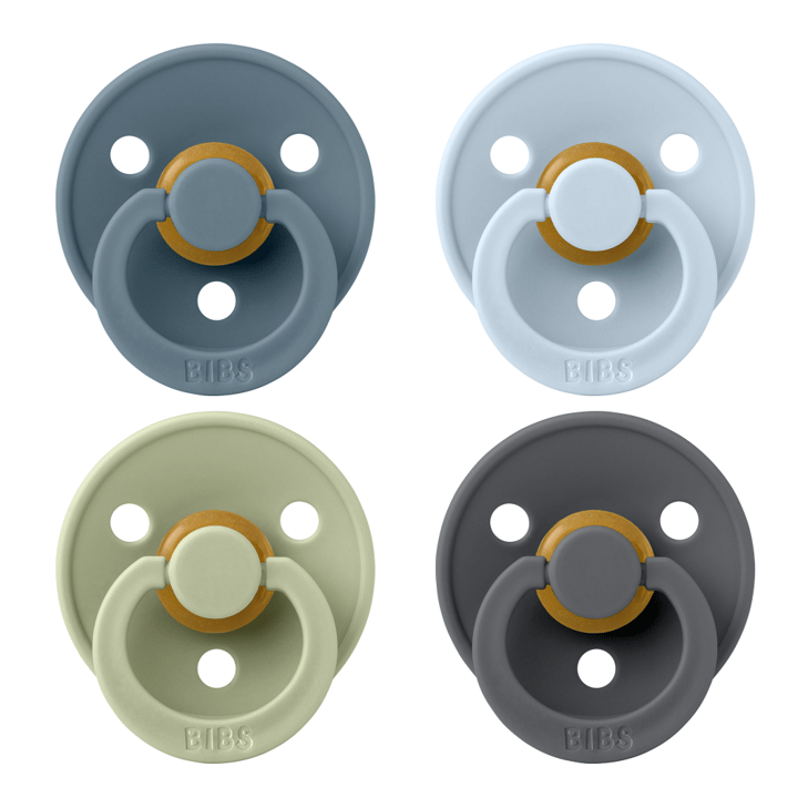 Nappar Colour 4-Pack Latex Rund - Petrol/Sage/Baby Blue/Iron BIBS