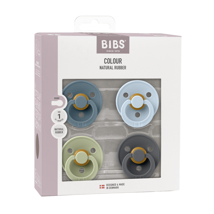 Nappar Colour 4-Pack Latex Rund - Petrol/Sage/Baby Blue/Iron BIBS