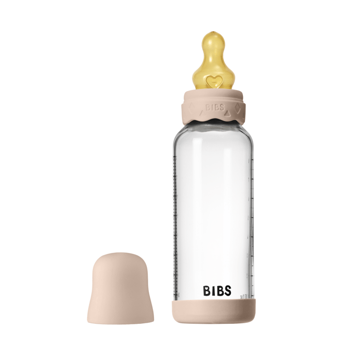 Nappflaska Glas Baby Latex Medium Slow Flow - Blush BIBS