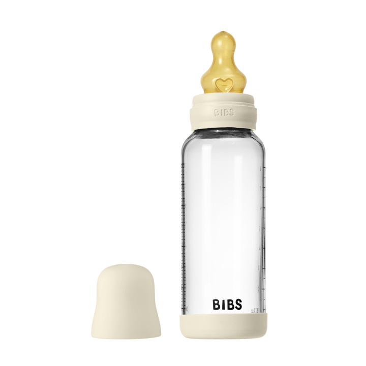 Nappflaska Glas Baby Latex Medium Slow Flow - Ivory BIBS