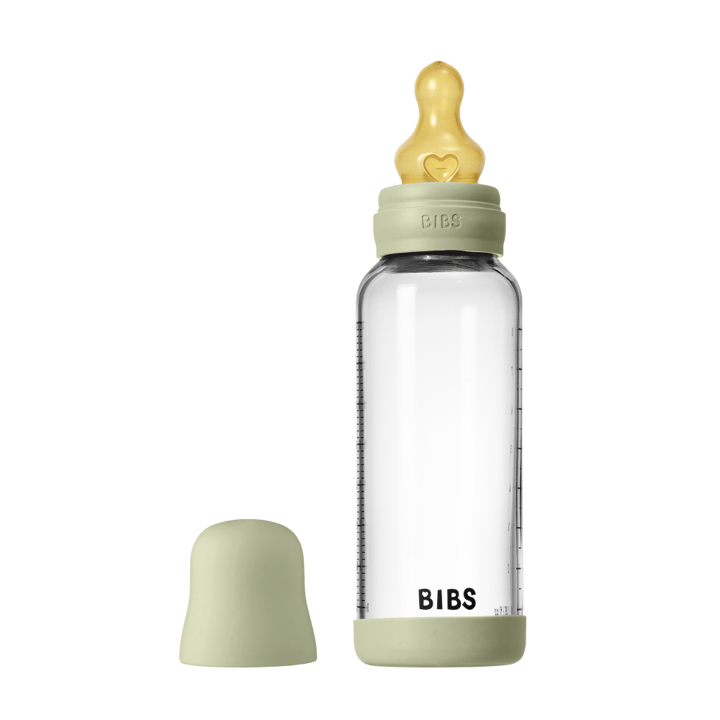 Nappflaska Glas Baby Latex Medium Slow Flow - Sage BIBS