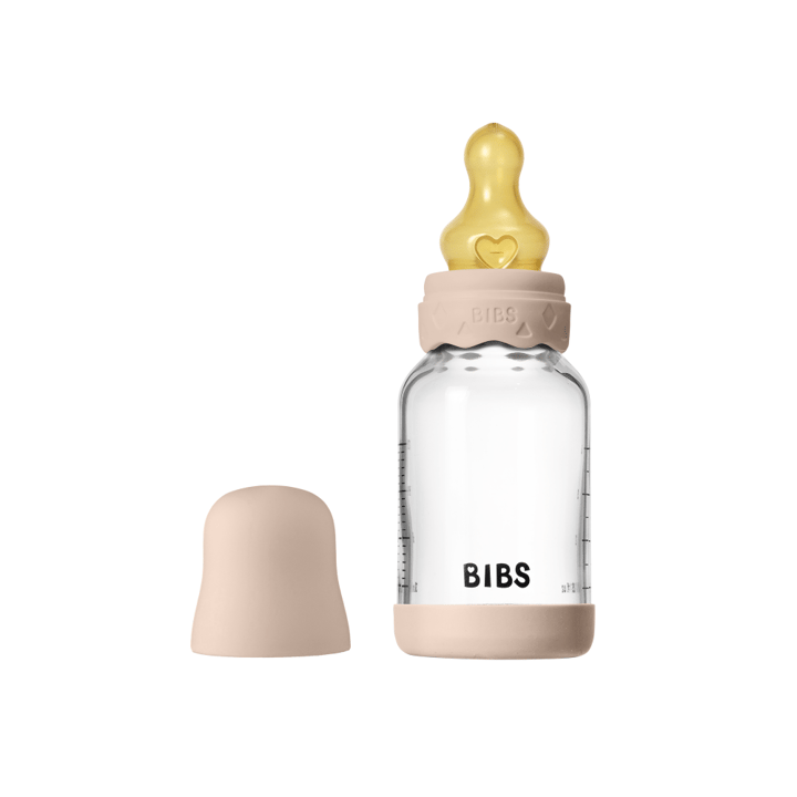 Nappflaska Glas Baby Latex Slow Flow - Blush BIBS