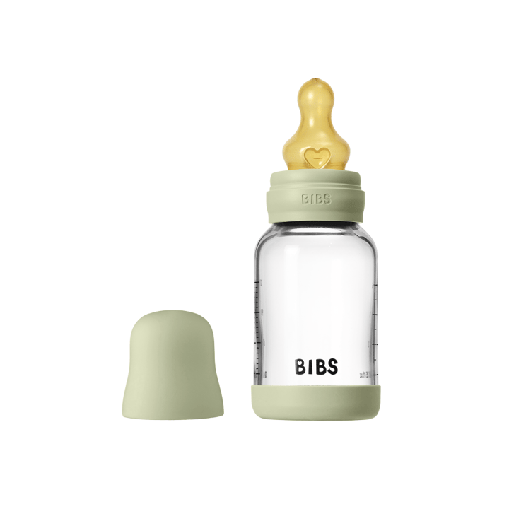 Nappflaska Glas Baby Latex Slow Flow - Sage BIBS