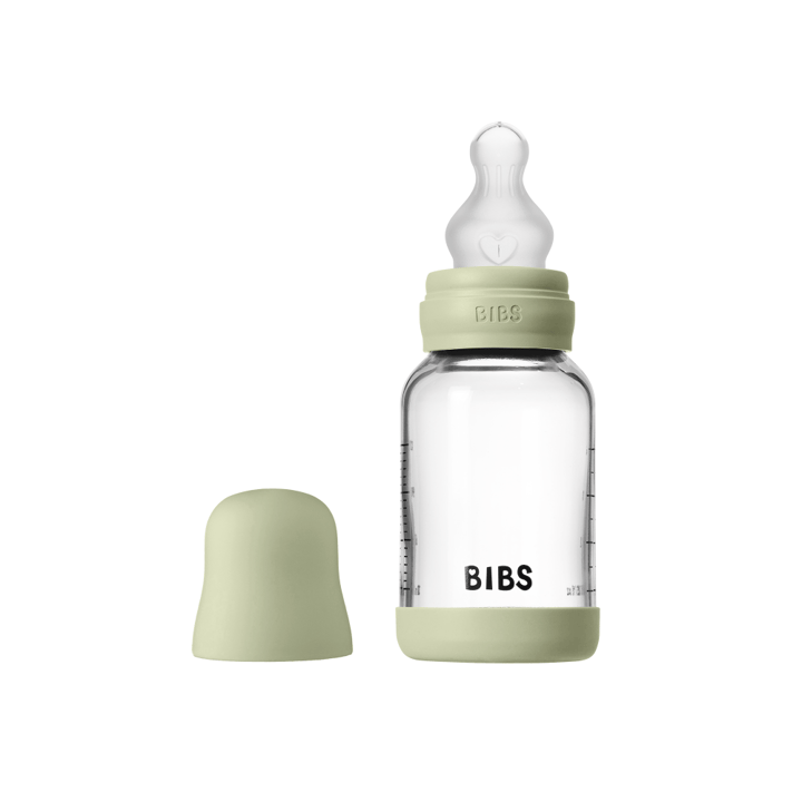 Nappflaska Glas Baby Silikon Slow Flow - Sage BIBS