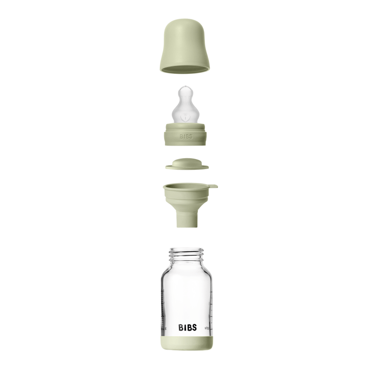 Nappflaska Glas Baby Silikon Slow Flow - Sage BIBS