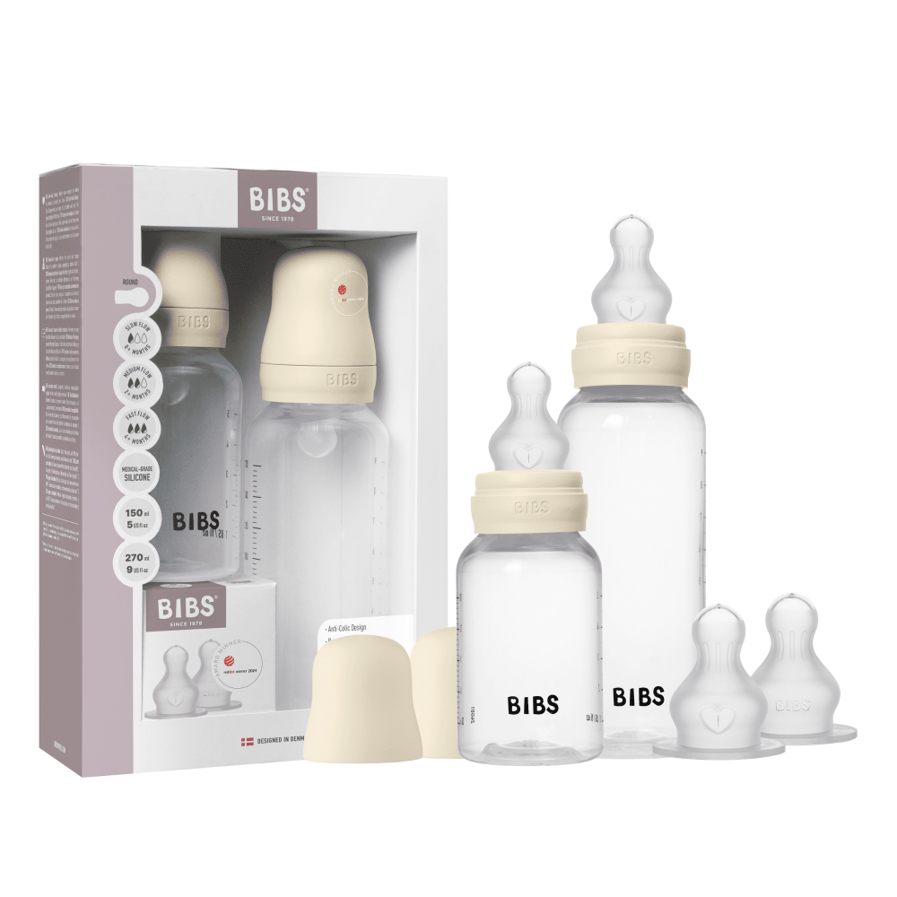 BIBS Grow and Flow Nappflaska Baby Silikon Set 150ml/270ml Ivory