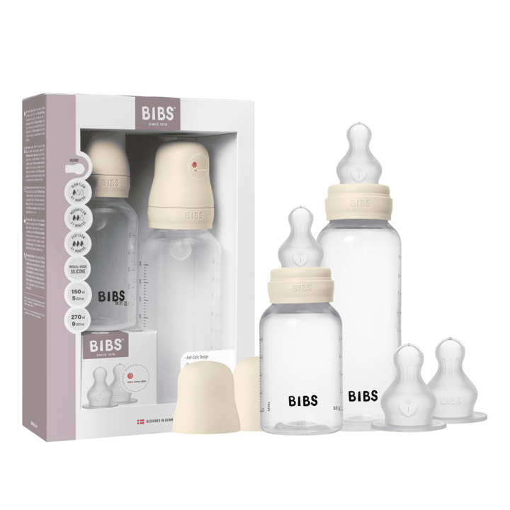 Grow and Flow Nappflaska Baby Silikon Set 150ml/270ml - Ivory BIBS