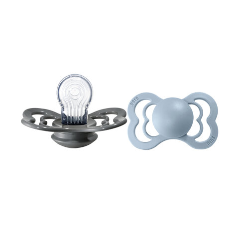 Product Image for BIBS Nappar Supreme 2-pack Silikon symmetrisk, Iron/Baby Blue - BabyWorld