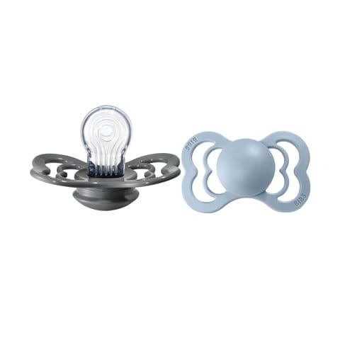 Nappar Supreme 2-pack Silikon symmetrisk - Iron/Baby Blue BIBS