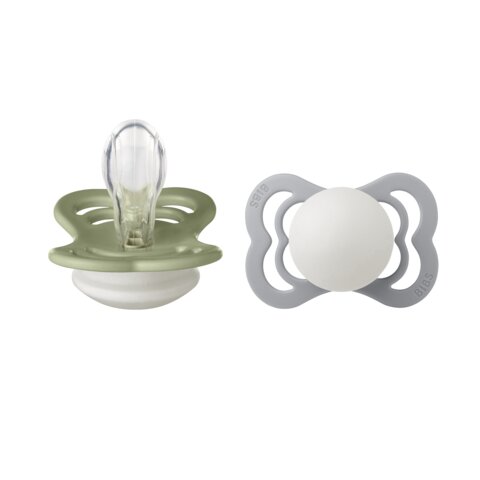 Product Image for BIBS Nappar Supreme Glow 2-pack Silikon symmetrisk, Sage/Cloud - BabyWorld