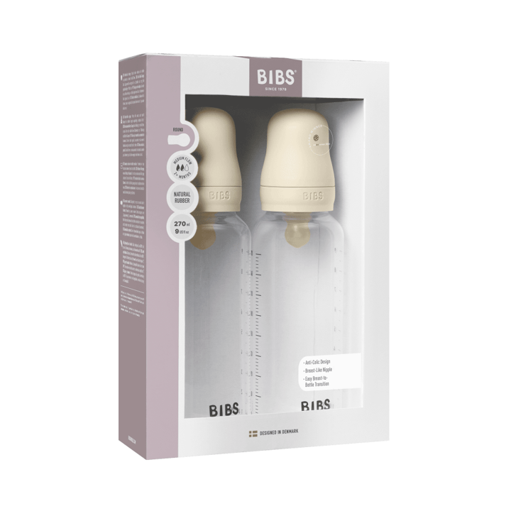 Nappflaska Baby Latex 2-pack 270ml Medium Flow - Ivory BIBS