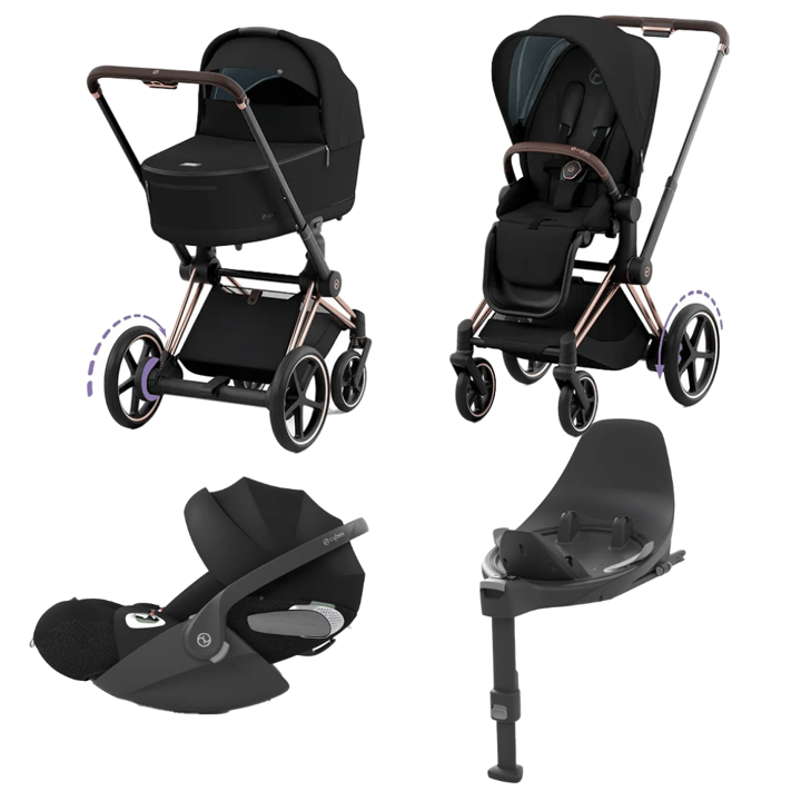 Cybex ePriam barnvagn + Cloud T Plus + basenhet T Cybex