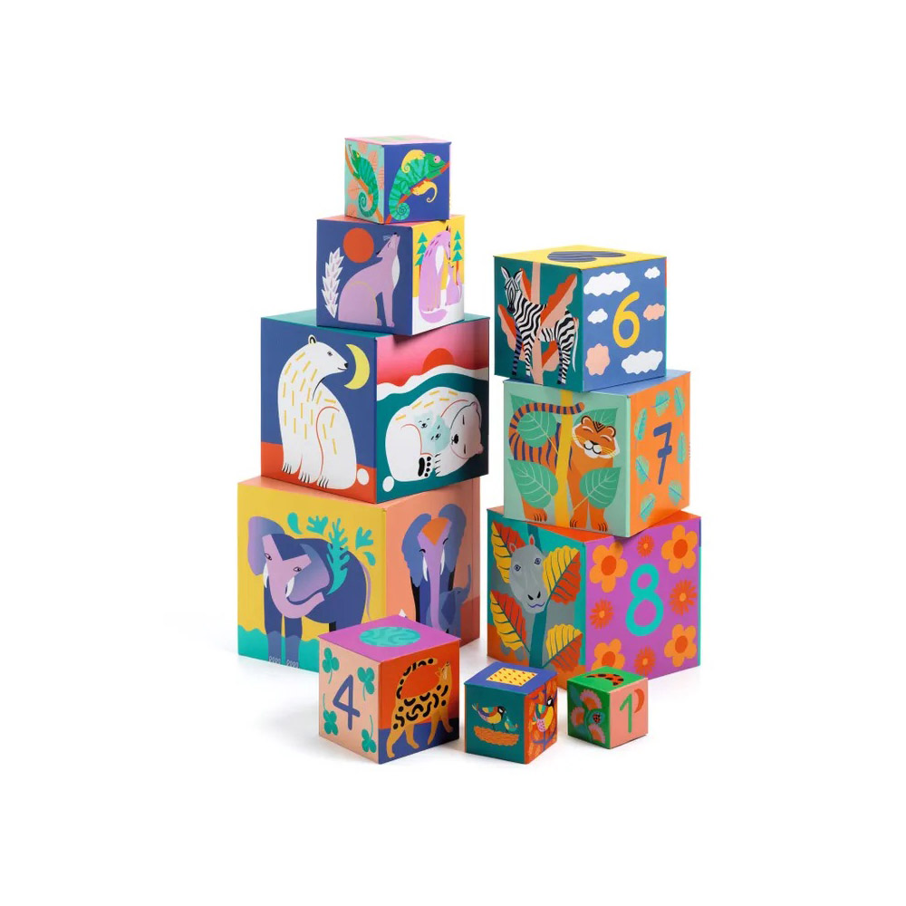Djeco Stapelklossar 10 st Wild Animals