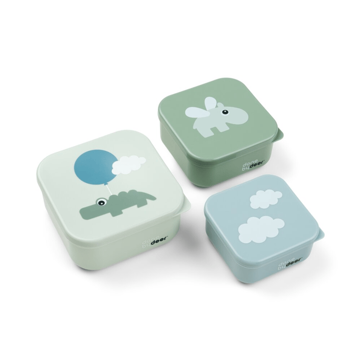 Snacksbox 3-pack Happy Clouds - Green