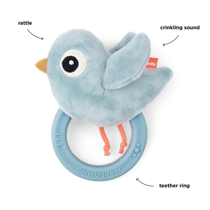 Skallra med Bitring Birdee - Blue Done By Deer