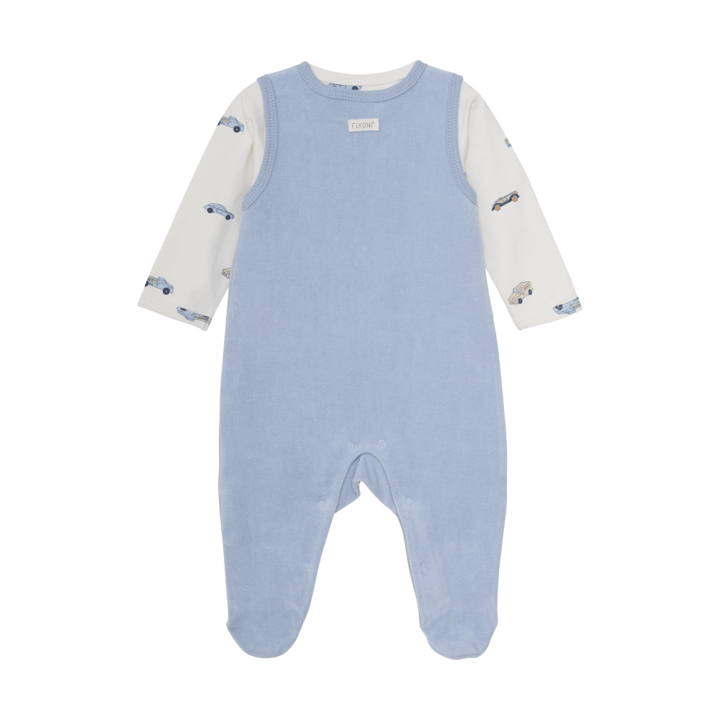Långärmad Body Med Sparkdräkt Velour - Blue Fog Fixoni