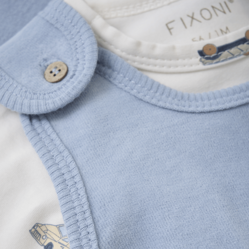 Långärmad Body Med Sparkdräkt Velour - Blue Fog Fixoni