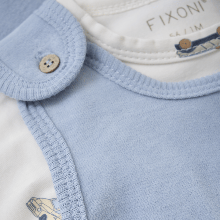 Långärmad Body Med Sparkdräkt Velour - Blue Fog Fixoni