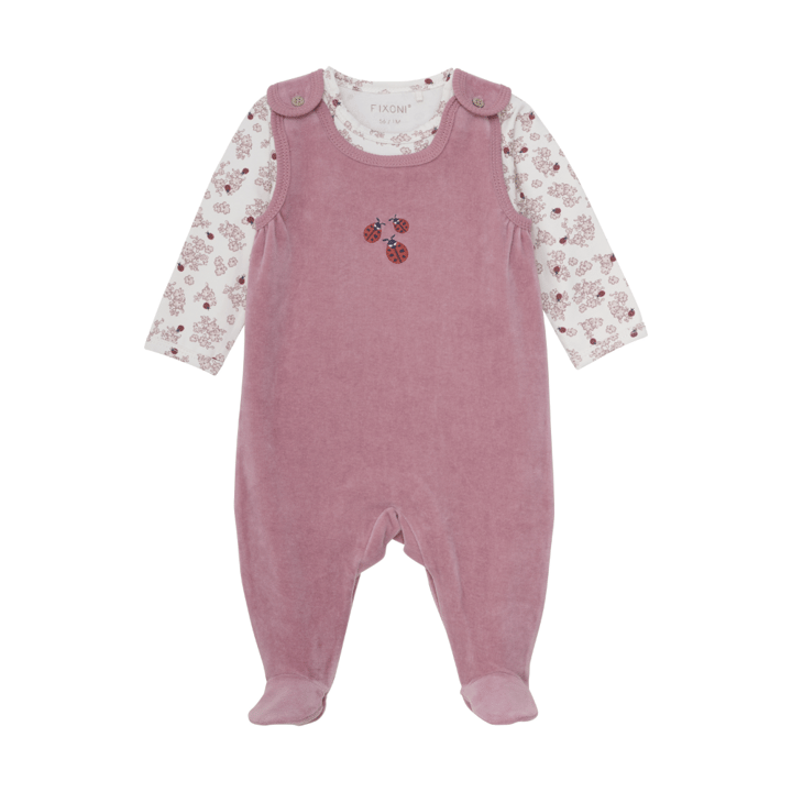 Långärmad Body Med Sparkdräkt Velour - Nostalgia Rose Fixoni