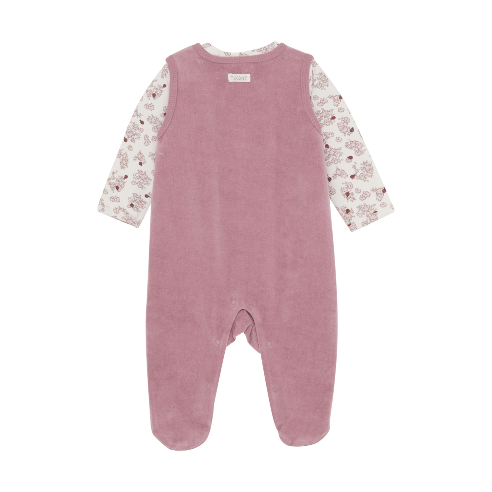 Långärmad Body Med Sparkdräkt Velour - Nostalgia Rose Fixoni