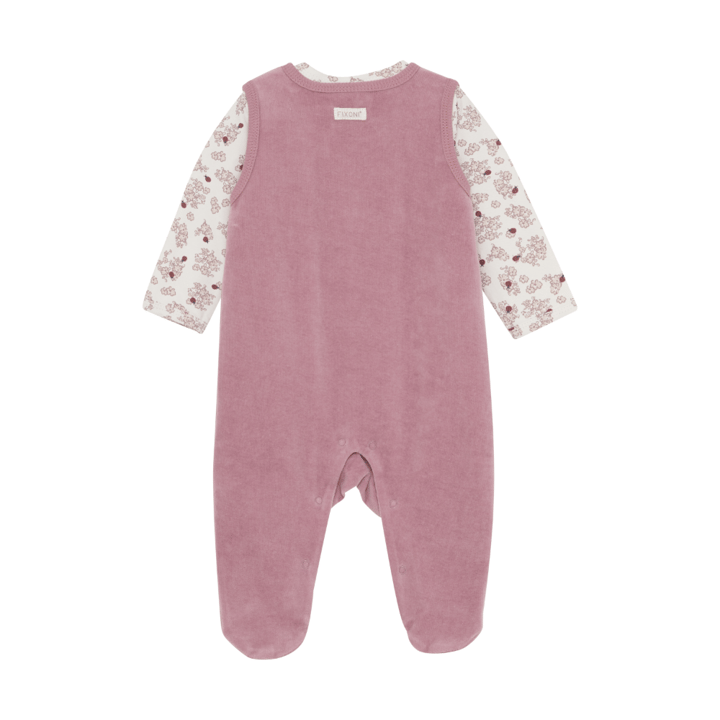 Långärmad Body Med Sparkdräkt Velour - Nostalgia Rose Fixoni