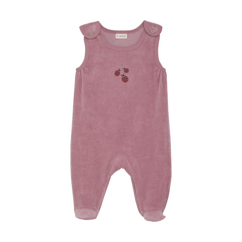 Långärmad Body Med Sparkdräkt Velour - Nostalgia Rose Fixoni