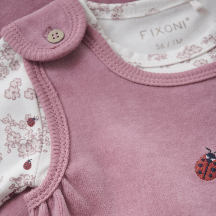 Långärmad Body Med Sparkdräkt Velour - Nostalgia Rose Fixoni