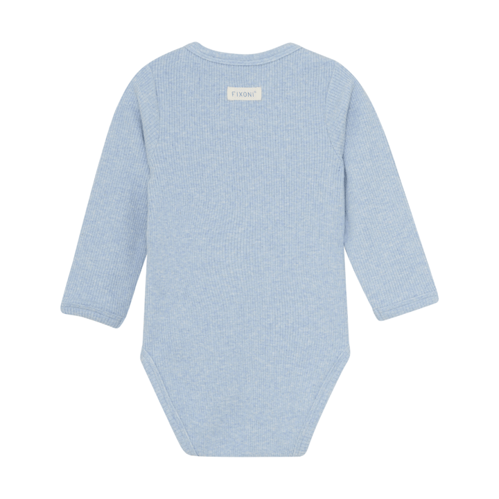 Långärmad Omlottbody Ribbad - Blue Fog Melange Fixoni