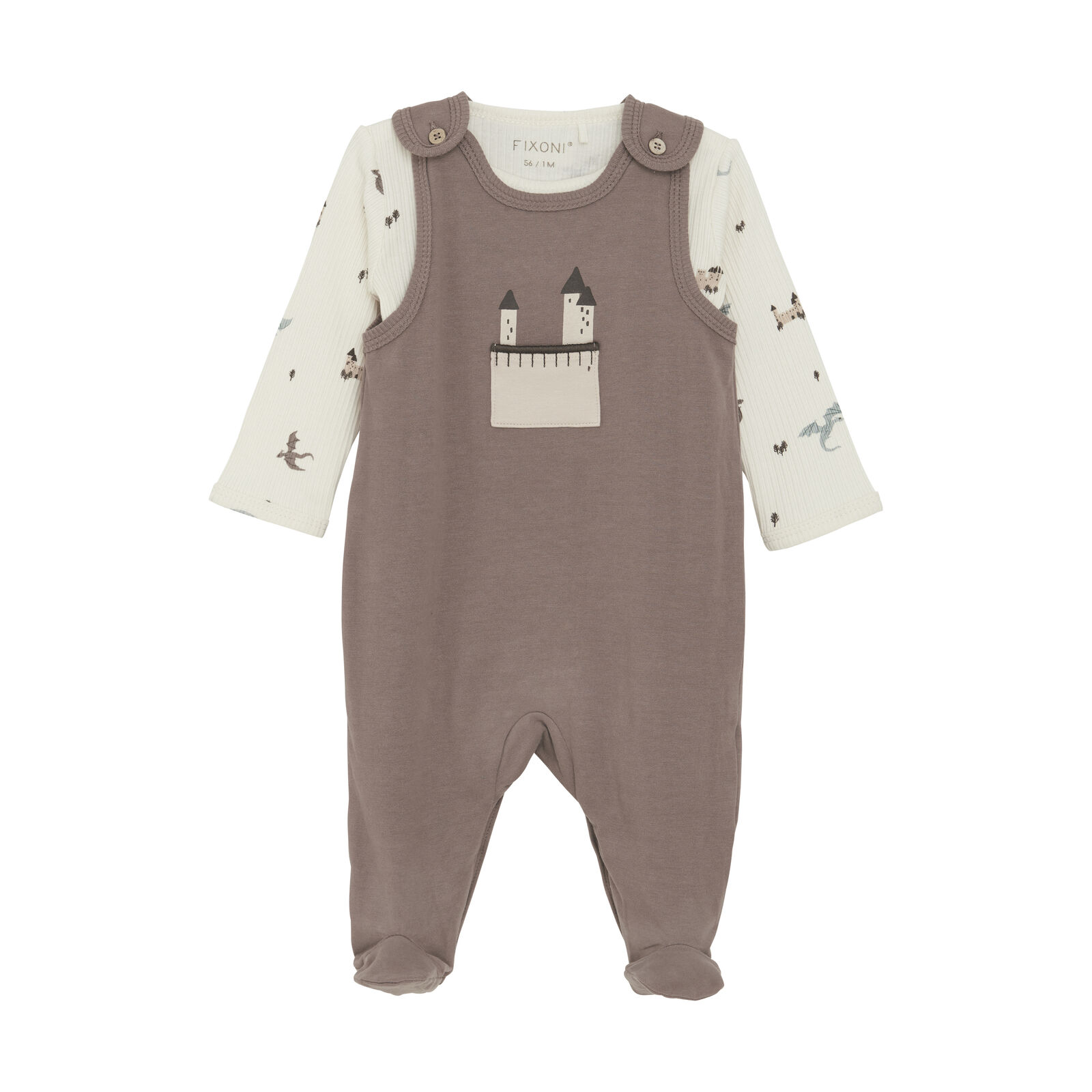 Fixoni Set med ribbad body och sparkdräkt Deep Taupe