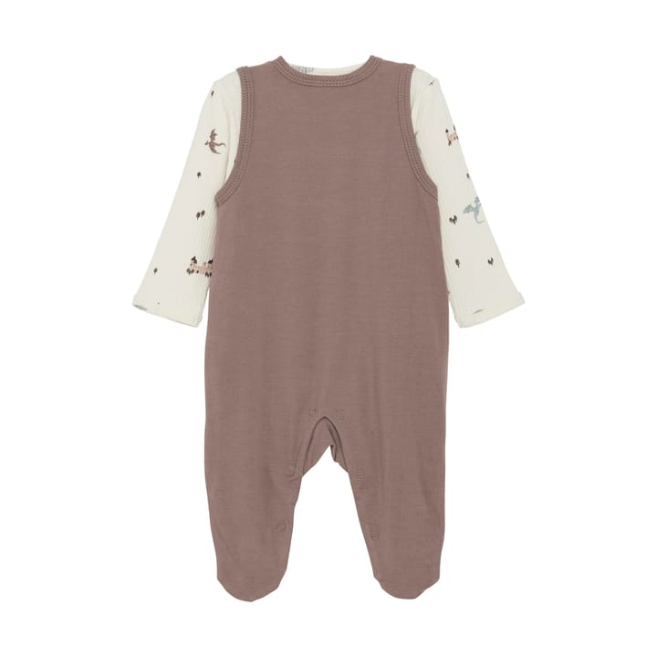 Set med ribbad body och sparkdräkt Deep Taupe Fixoni
