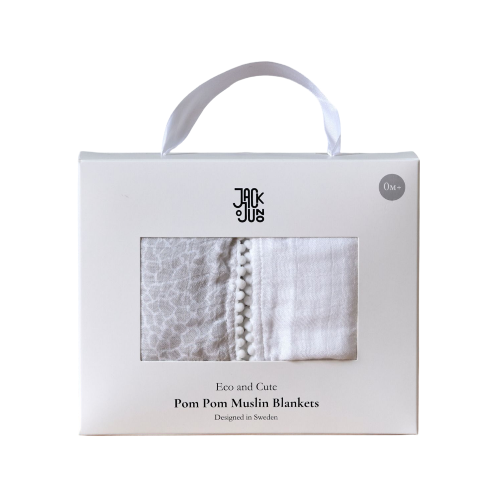 Product Image for Jack o Juno  Muslinfiltar 2-pack, Pearl/Giraffe Gray - BabyWorld