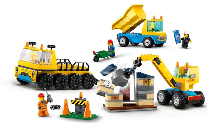Byggfordon och Kran med Rivningskula LEGO