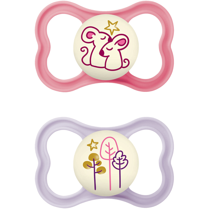 Napp Silikon Air Night 2-pack - Rosa Mam