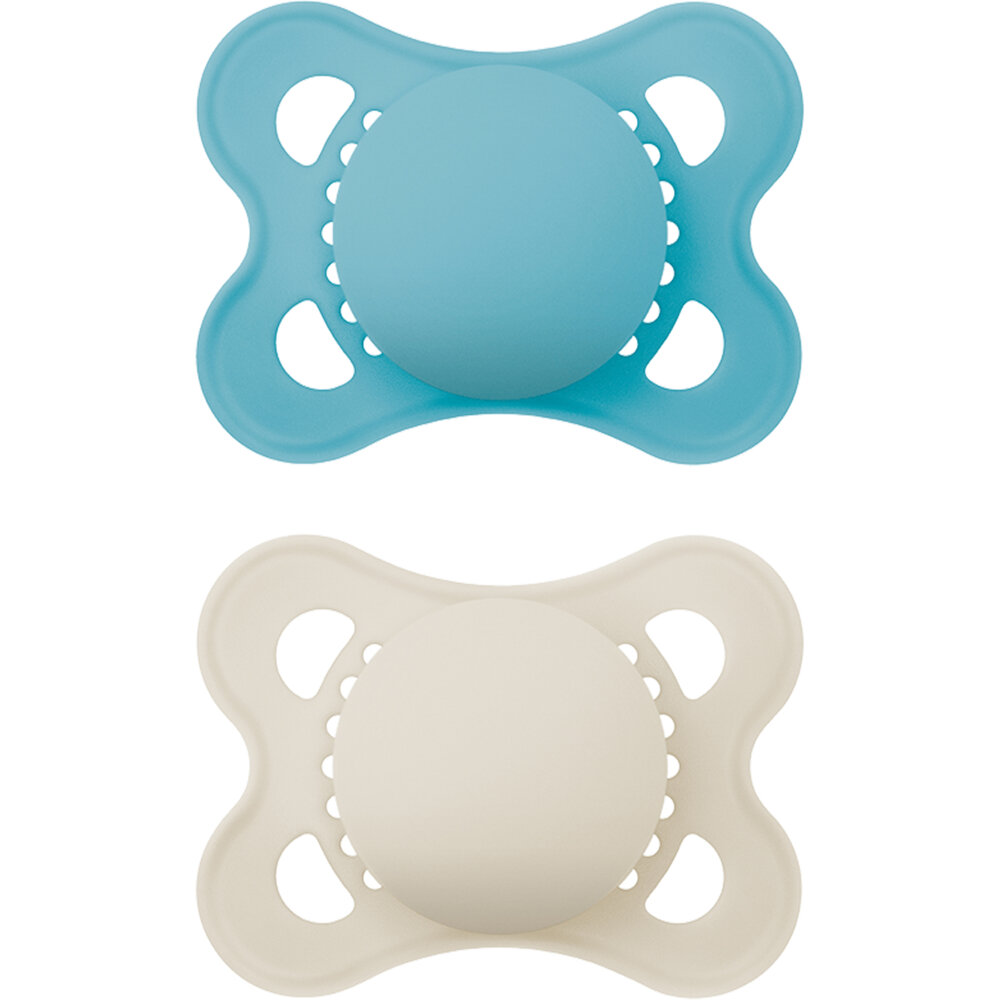 Mam Napp original 0-6m silikon 2-pack Blå