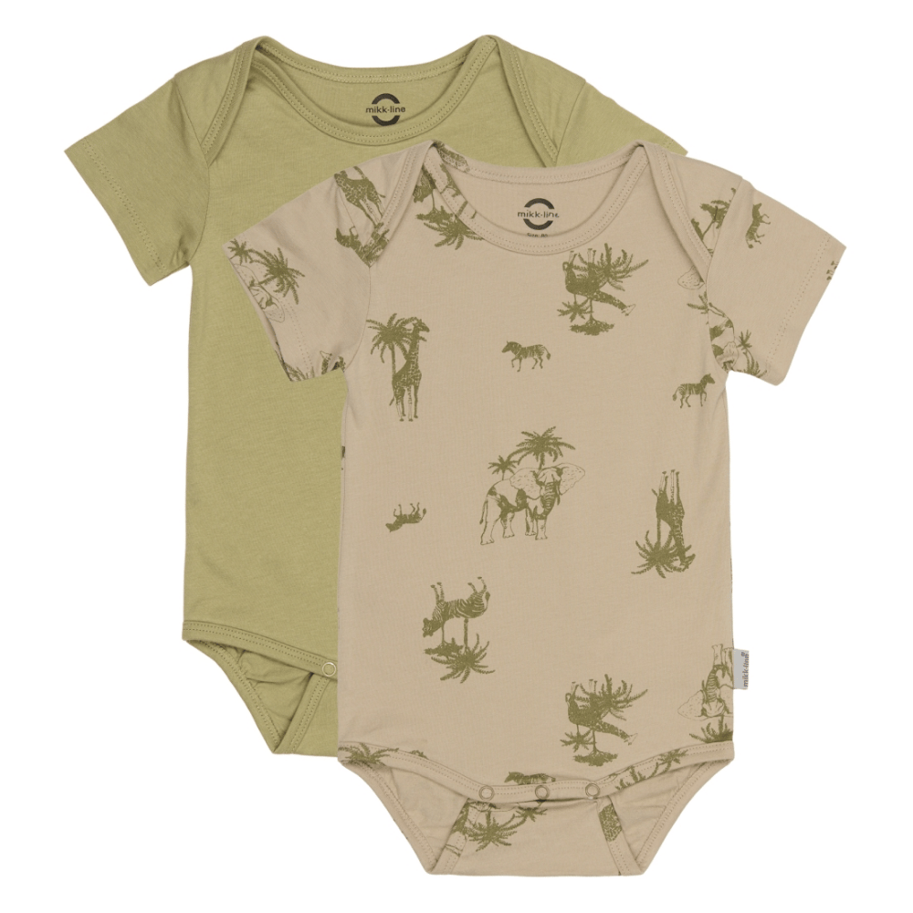 2-Pack Kortärmad Body - Gray Green MIKK-LINE