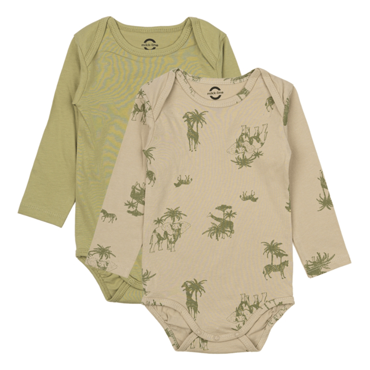 2-Pack Långärmad Body - Gray Green MIKK-LINE
