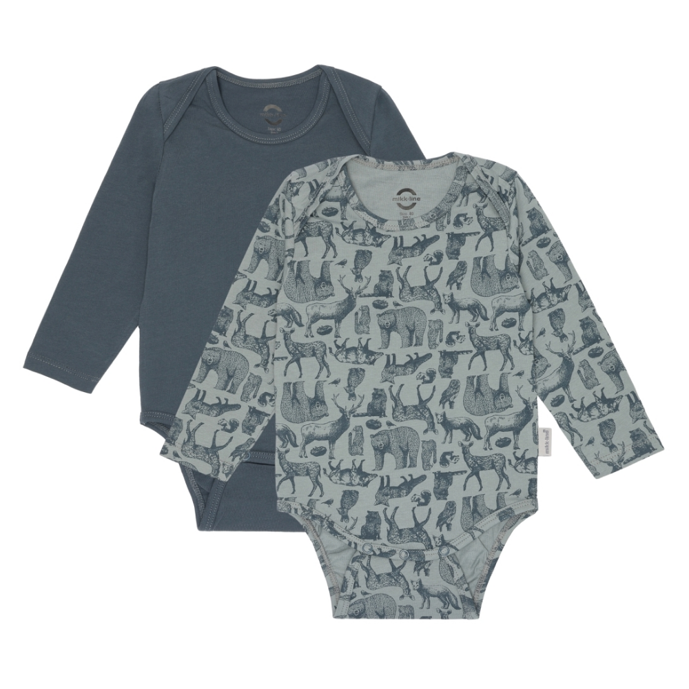 MIKK-LINE 2-Pack Långärmad Body Orion Blue