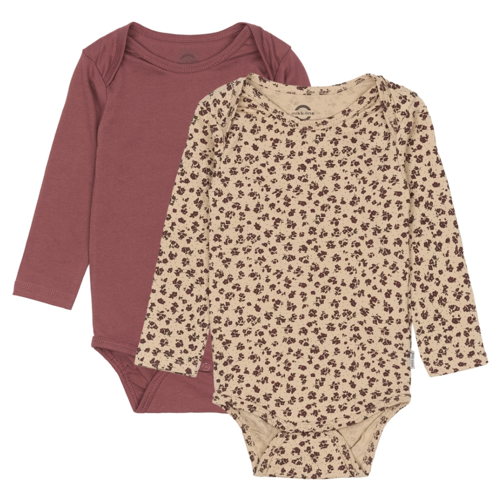 MIKK-LINE 2-Pack Långärmad Body Rose Brown