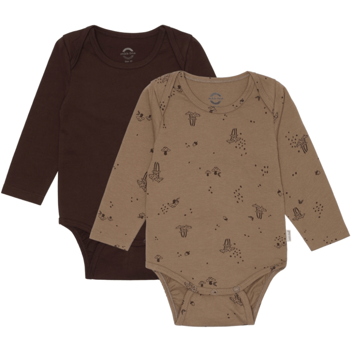 2-Pack Långärmad Body - Chocolate MIKK-LINE