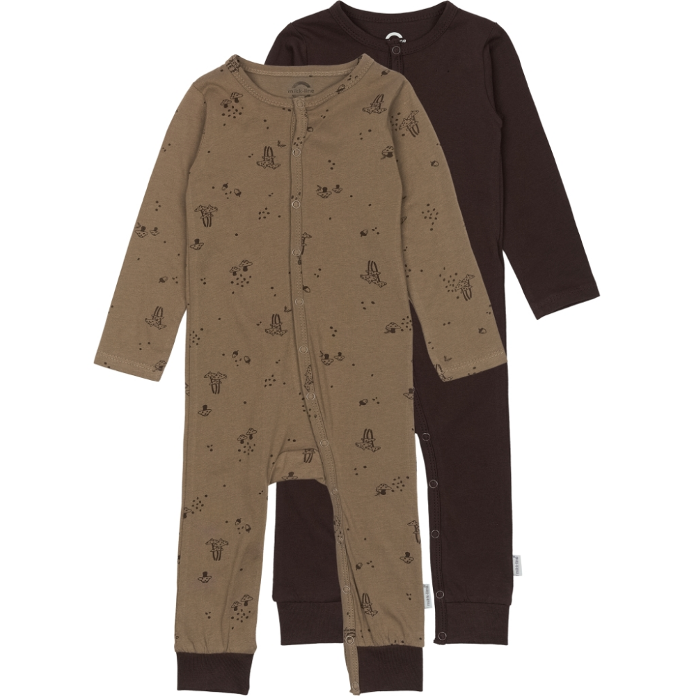 MIKK-LINE 2-Pack Pyjamas Chocolate