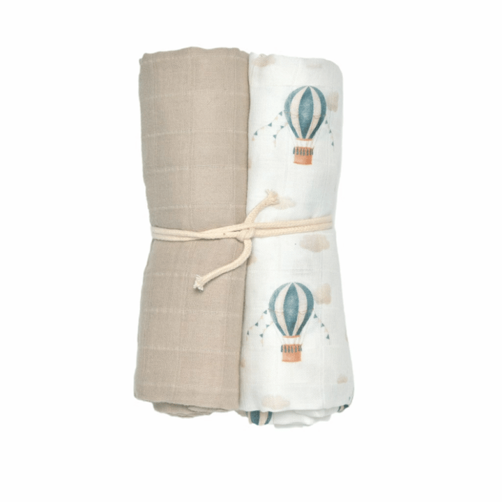 Muslinfilt Vintage Balloon 2-pack - Blå/Sand Mini Dreams