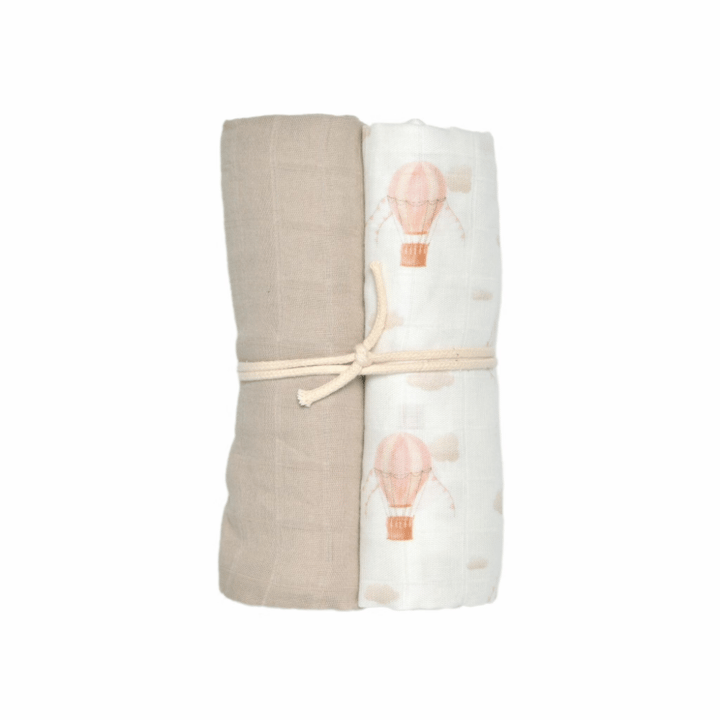Muslinfilt Vintage Balloon 2-pack - Rosa/Sand