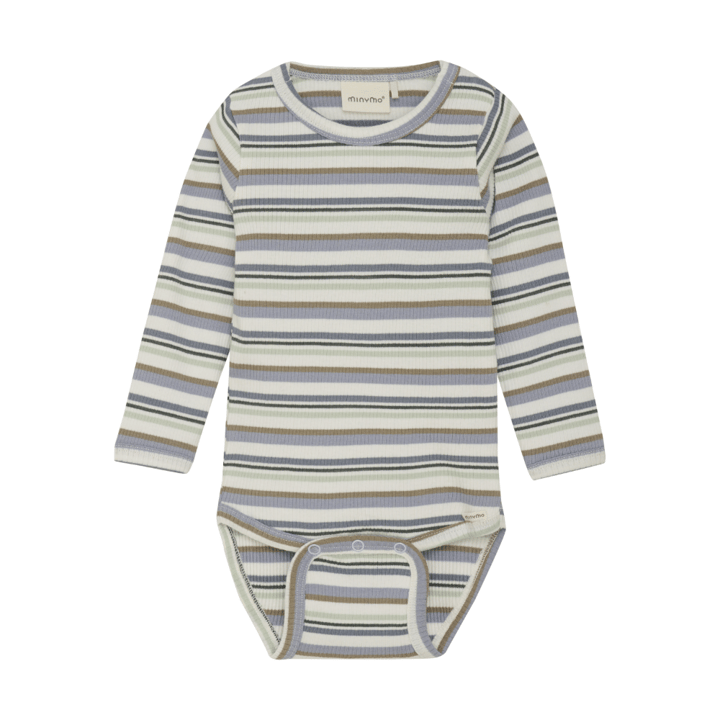 Långärmad Body Ribbad - Blue Fog Minymo