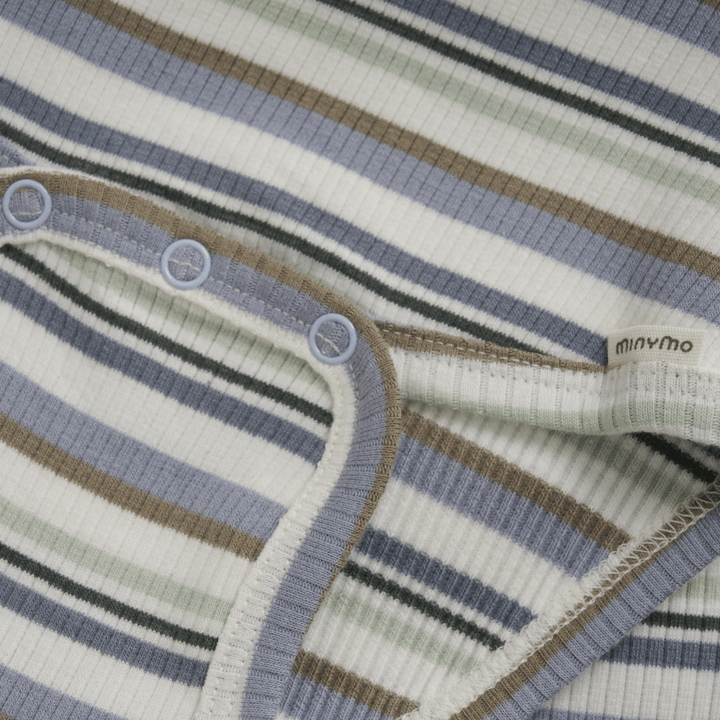 Långärmad Body Ribbad - Blue Fog Minymo