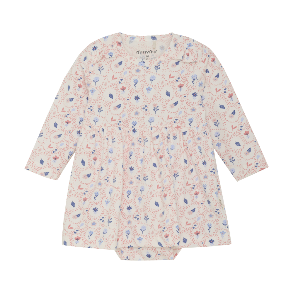 Minymo Långärmad Bodyklänning Marshmallow White