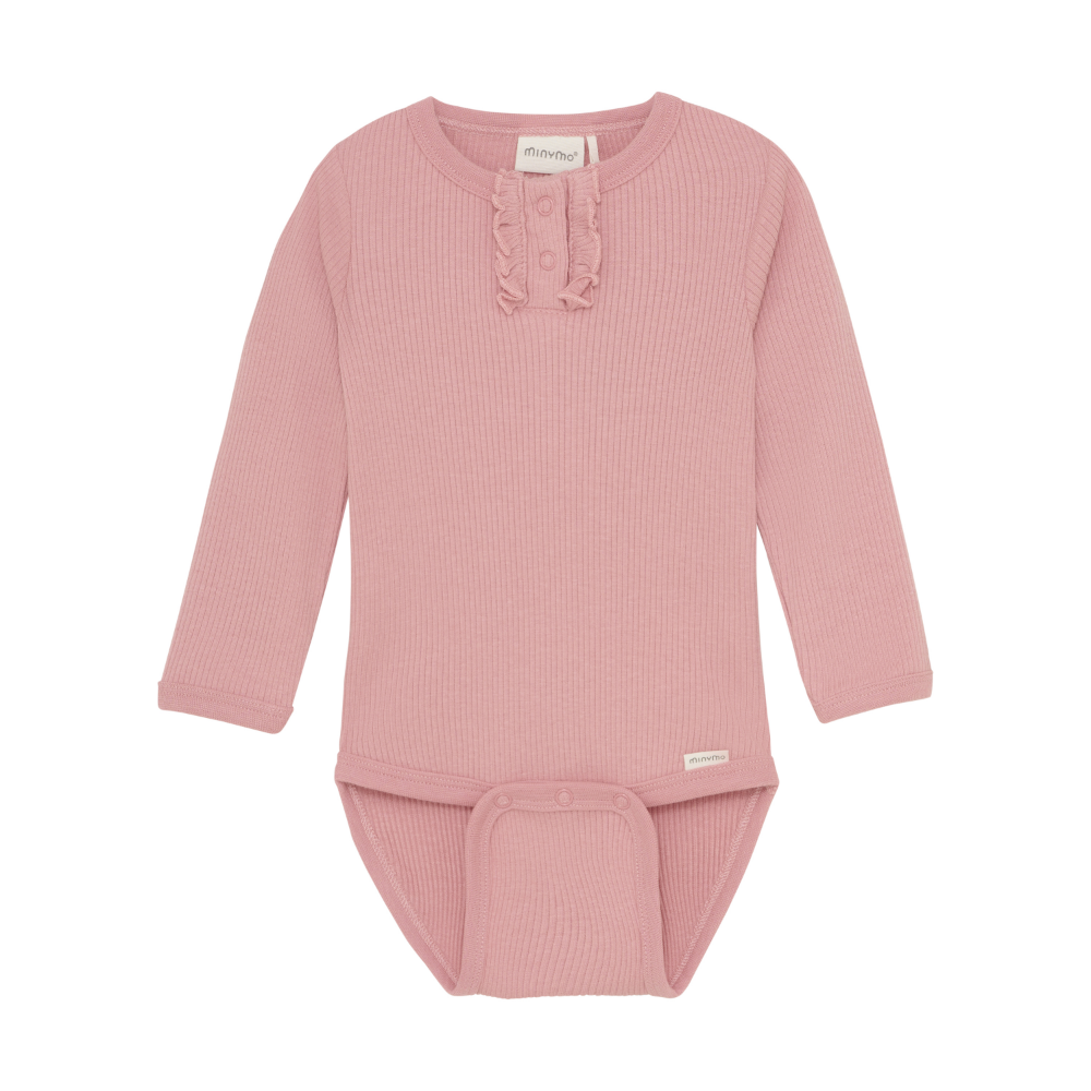 Minymo Ribbad Body med Knappar Rosette